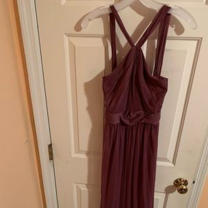 Y-NECK LONG MESH DRESS